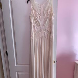 BCBG cream long pleated dress size 12